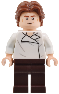 sw1371 Han Solo - White Shirt with Wrinkles on Front and Back, Dark Brown Legs, Wavy Hair