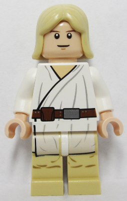 sw0273 Luke Skywalker - Light Nougat, Long Hair, White Tunic, Tan Legs, White Glints