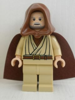 sw0336 Obi-Wan Kenobi - Old, Light Nougat, Reddish Brown Hood and Cape, White Pupils