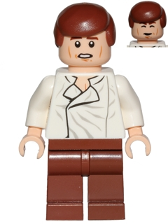 sw0612 Han Solo - White Shirt with Wrinkles on Front, Reddish Brown Legs, Dual Sided Head, Cheek Lines
