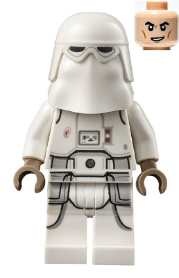 sw1181 Snowtrooper, Printed Legs, Dark Tan Hands, Cheek Lines, Lopsided Grin
