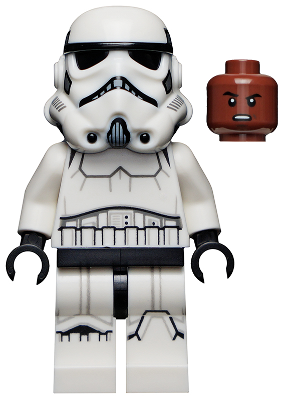 sw1167 Imperial Stormtrooper - Male, Dual Molded Helmet with Light Bluish Gray Panels on Back, Reddish Brown Head, Grimace