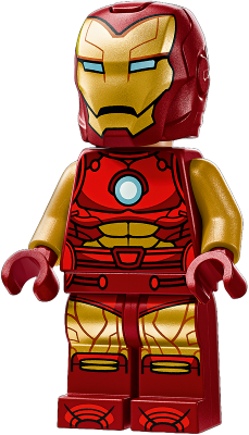 sh1008 Iron Man - Dark Red and Gold Armor, Round Arc Reactor, Pearl Gold Arms, Helmet with Visor