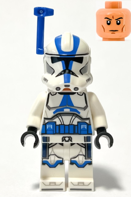 sw1246 Clone Trooper Officer, 501st Legion (Phase 2) - White Arms, Blue Rangefinder, Nougat Head, Helmet with Holes