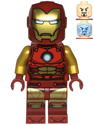 sh0910 Iron Man - Dark Red and Gold Armor, Round Arc Reactor, Pearl Gold Arms, One Piece Helmet